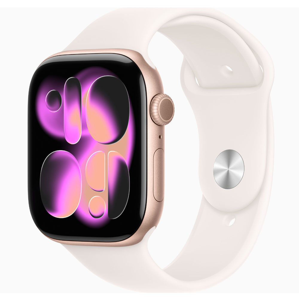 watch 1 Apple Watch Series 11 GPS — 42mm Rose Gold Aluminum Case — Light Blush Sport Band S/M (MEU04LW/A) - Image 1